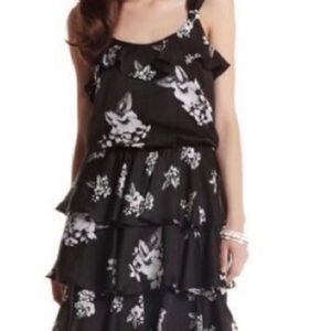 White House Black Market Asymmetrical Black and White Dress